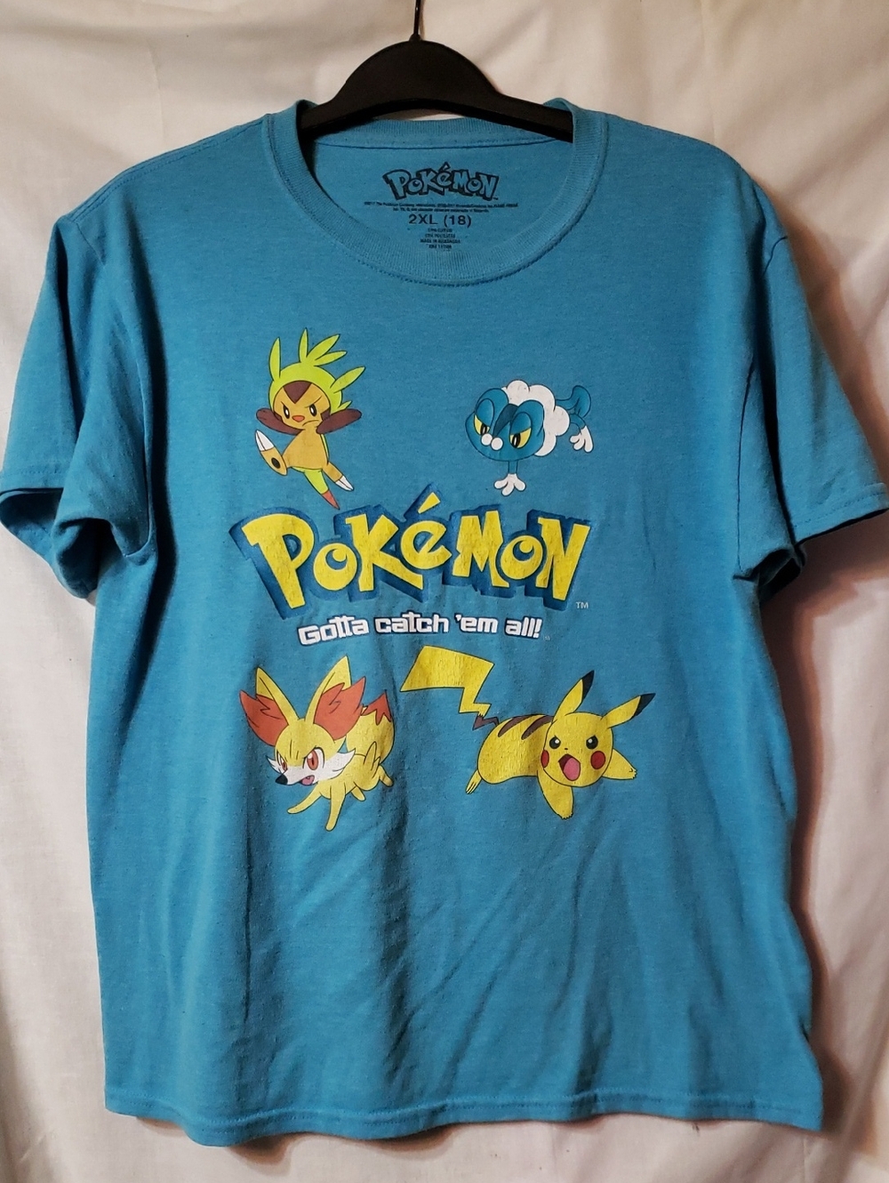 Pokemon Blue Short Sleeve Tee with Character Graphics